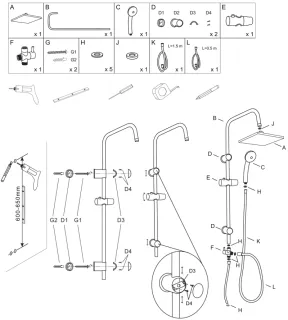 Душевая стойка Aquanet Passion S AF300-70-S-B 261837 чёрный матовый